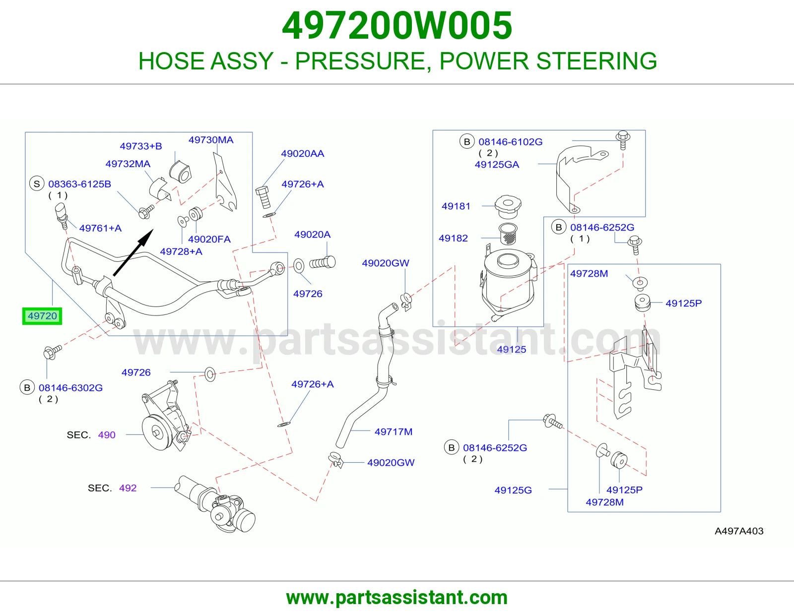 HOSE ASSY - PRESSURE, POWER STEERING