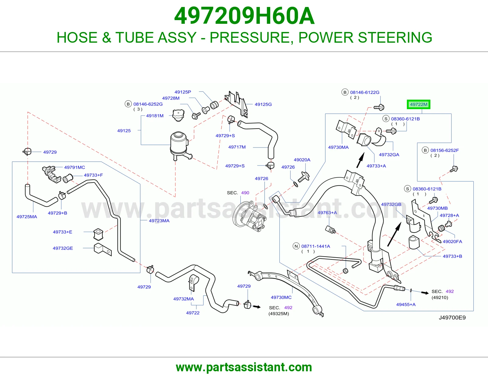 HOSE & TUBE ASSY - PRESSURE, POWER STEERING