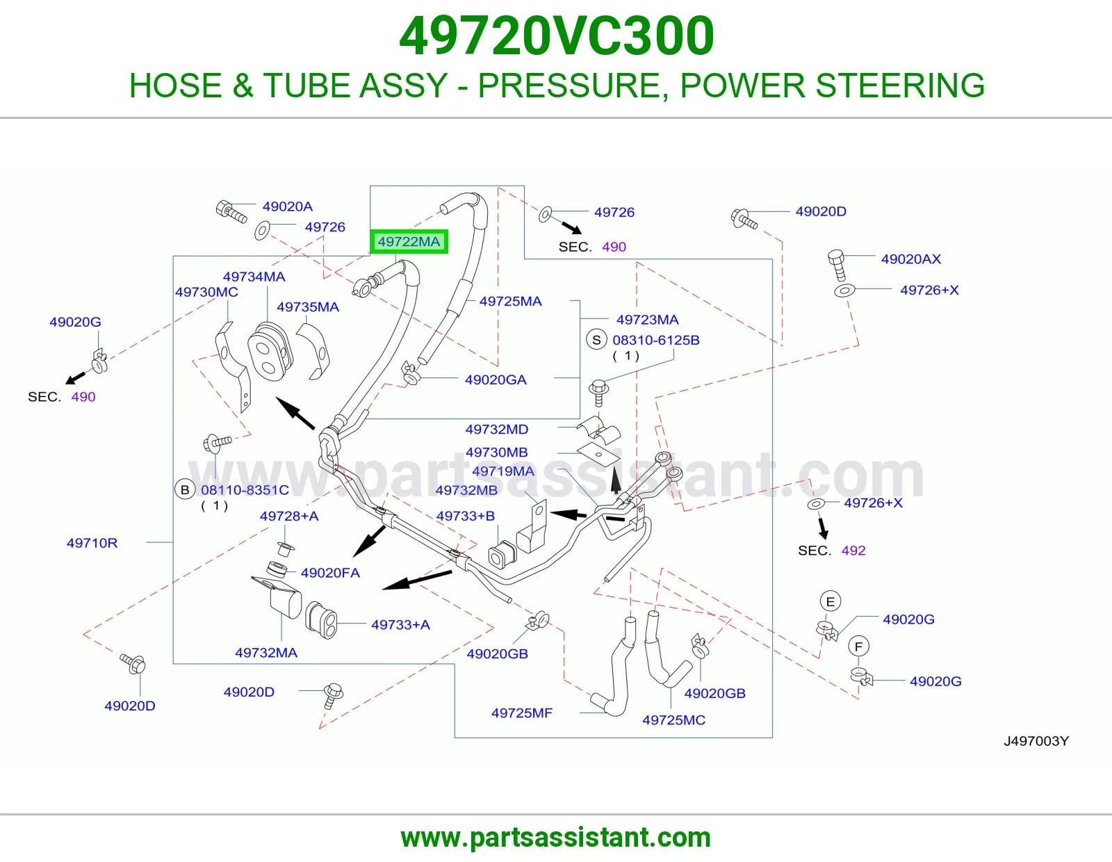 HOSE & TUBE ASSY - PRESSURE, POWER STEERING