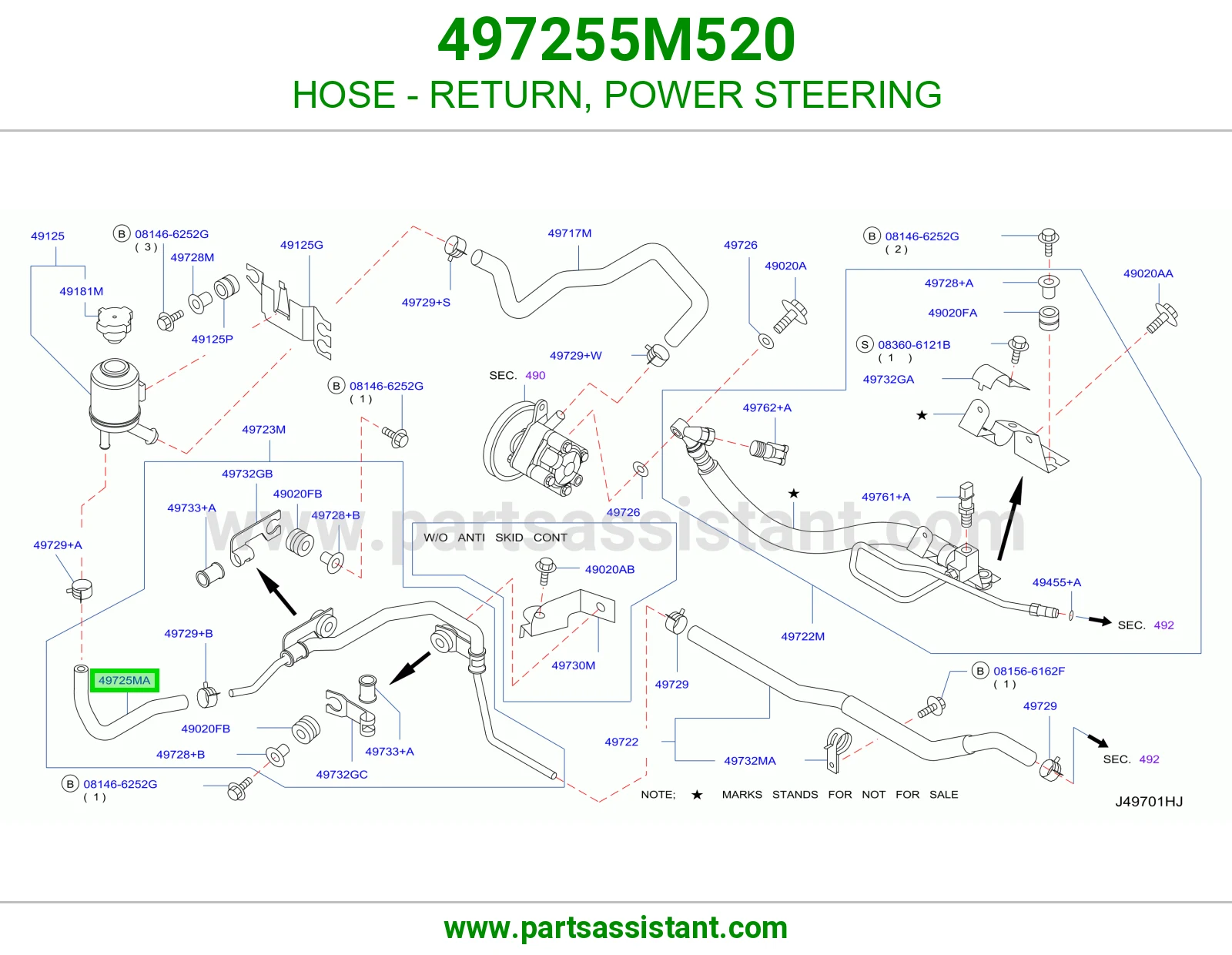 HOSE - RETURN, POWER STEERING