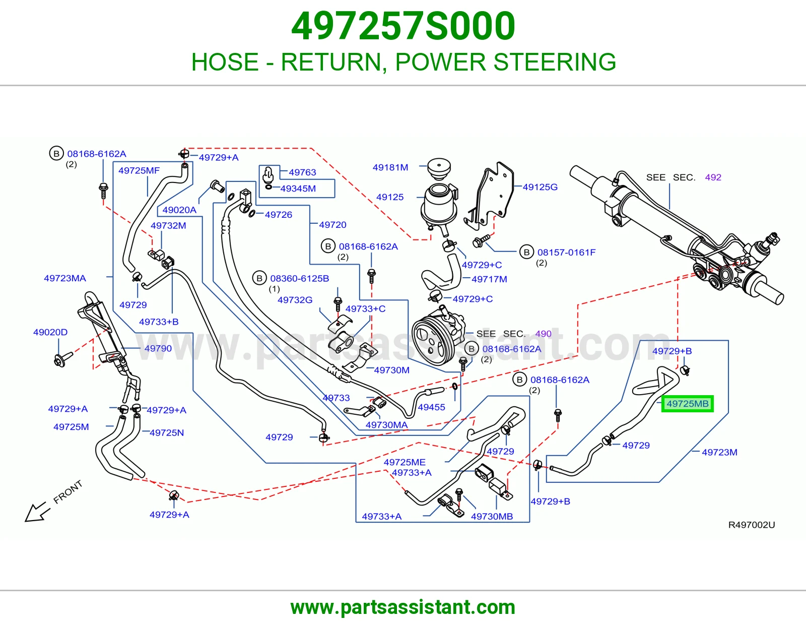 HOSE - RETURN, POWER STEERING