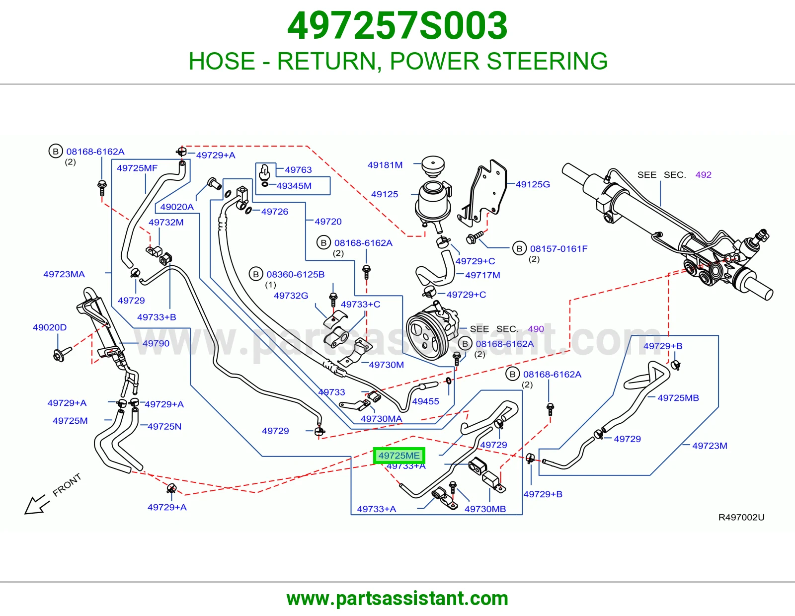 HOSE - RETURN, POWER STEERING