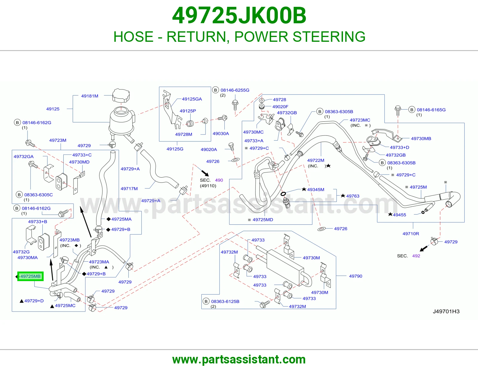 HOSE - RETURN, POWER STEERING
