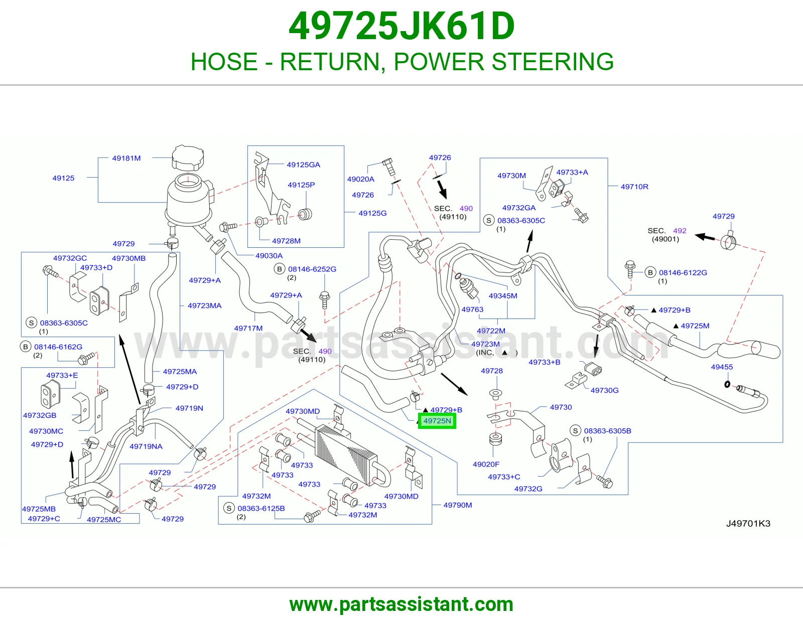 HOSE - RETURN, POWER STEERING