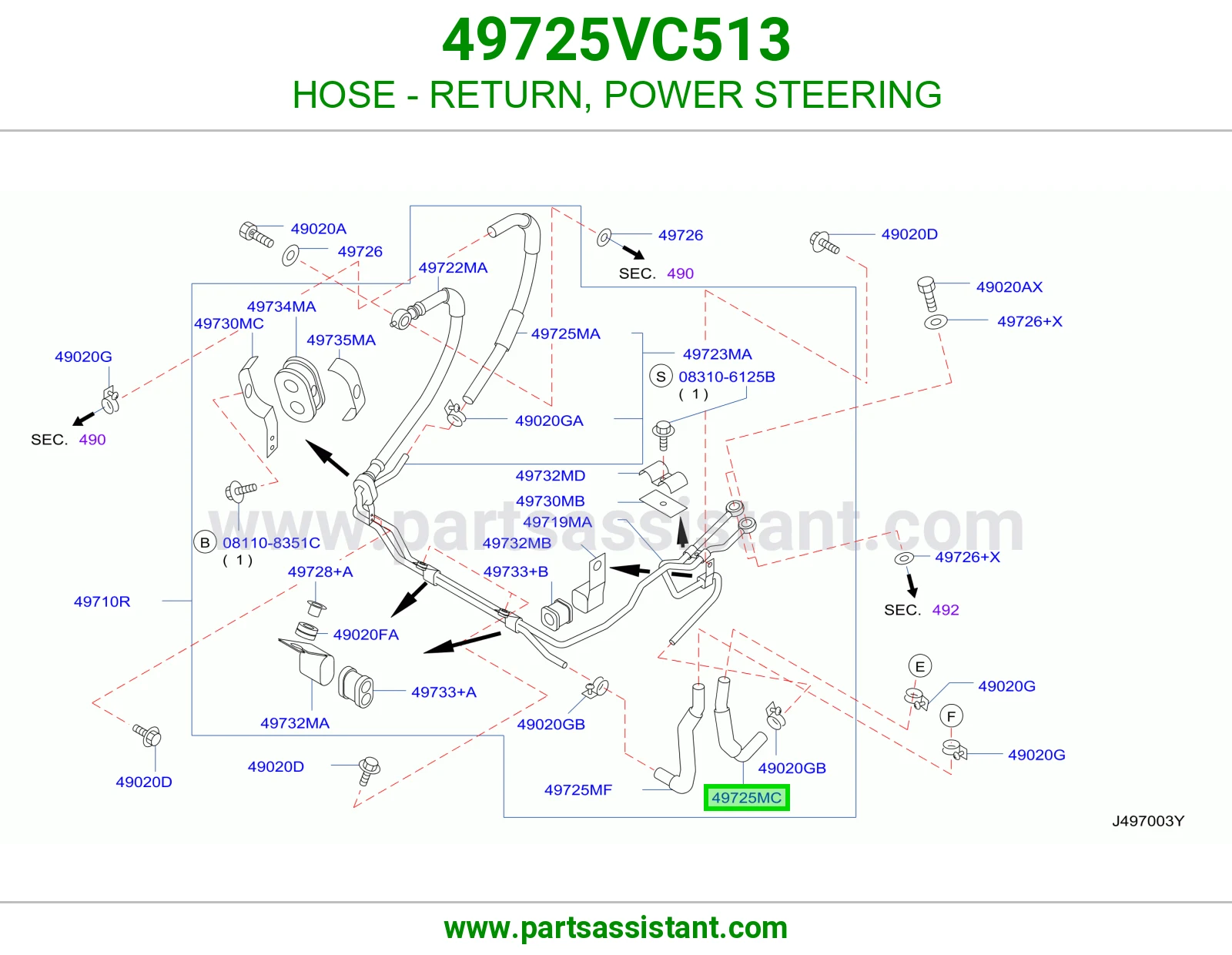 HOSE - RETURN, POWER STEERING
