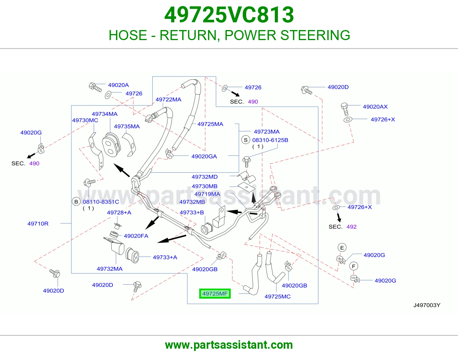 HOSE - RETURN, POWER STEERING