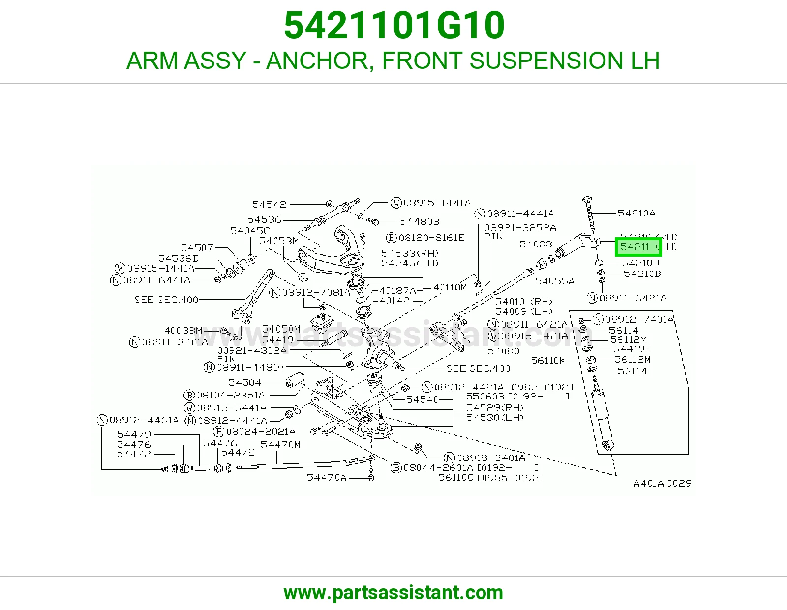 ARM ASSY - ANCHOR, FRONT SUSPENSION LH