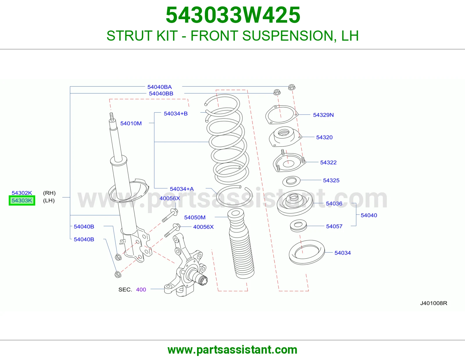 STRUT KIT - FRONT SUSPENSION, LH