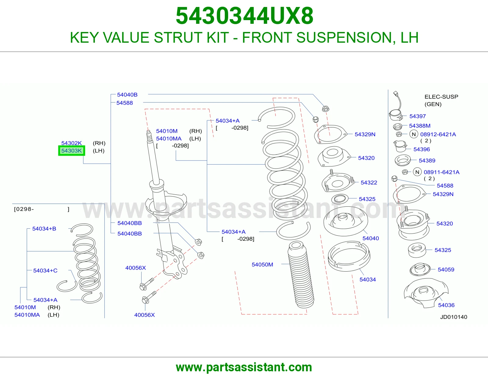 KEY VALUE STRUT KIT - FRONT SUSPENSION, LH