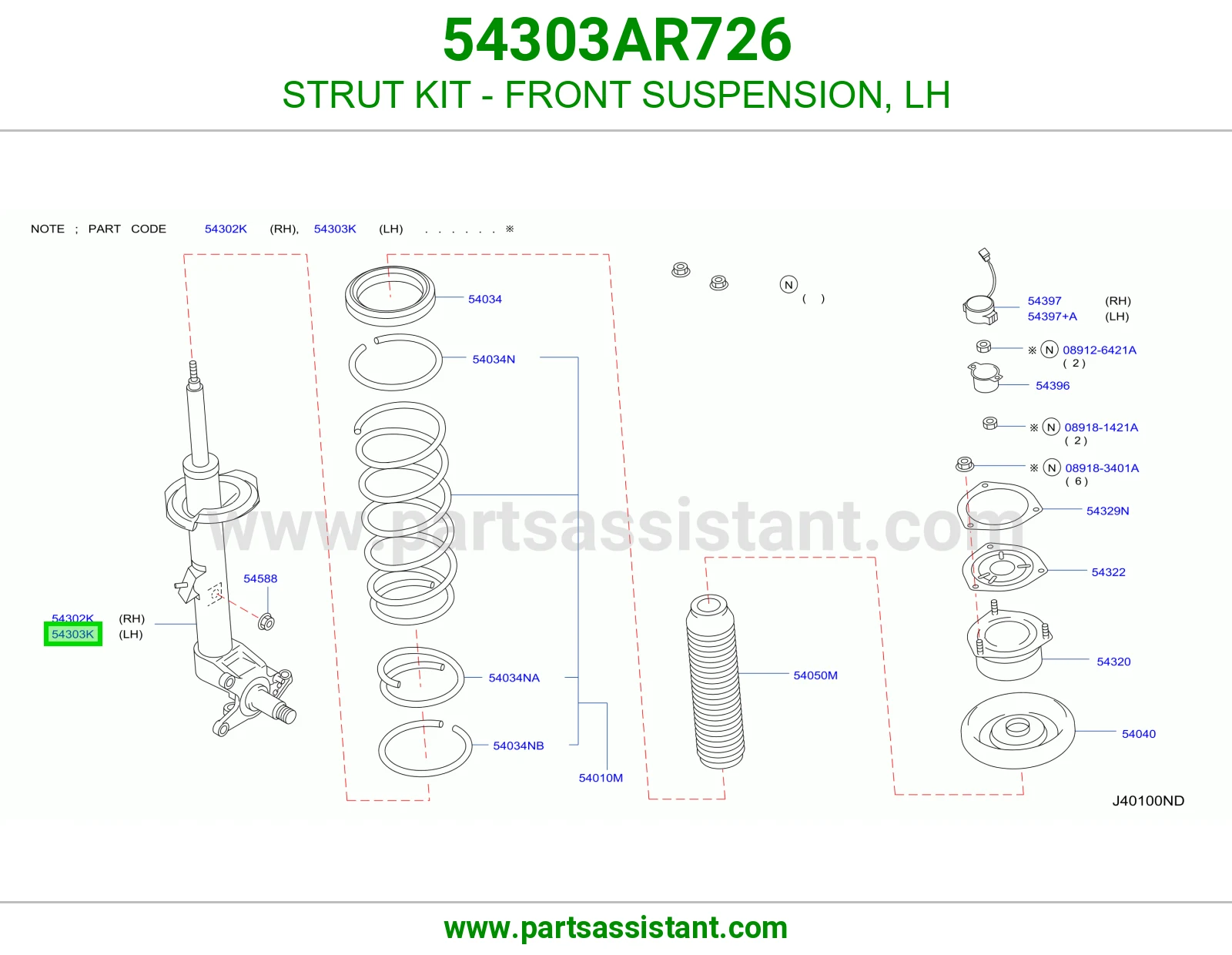 STRUT KIT - FRONT SUSPENSION, LH