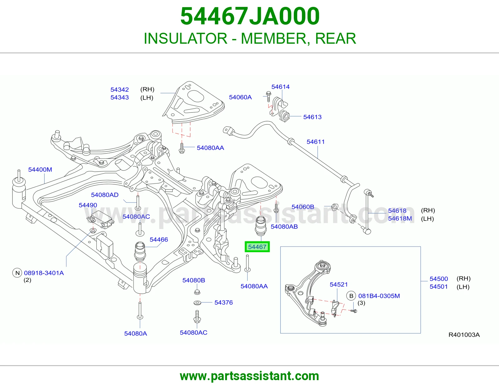 INSULATOR - MEMBER, REAR