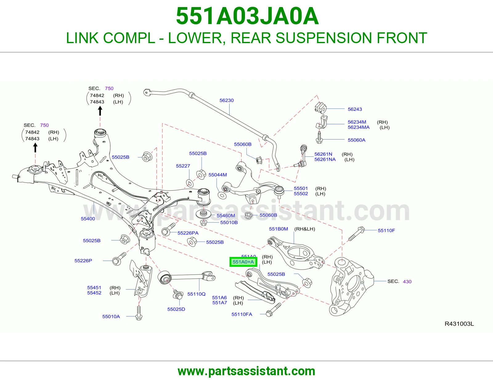 LINK COMPL - LOWER, REAR SUSPENSION FRONT