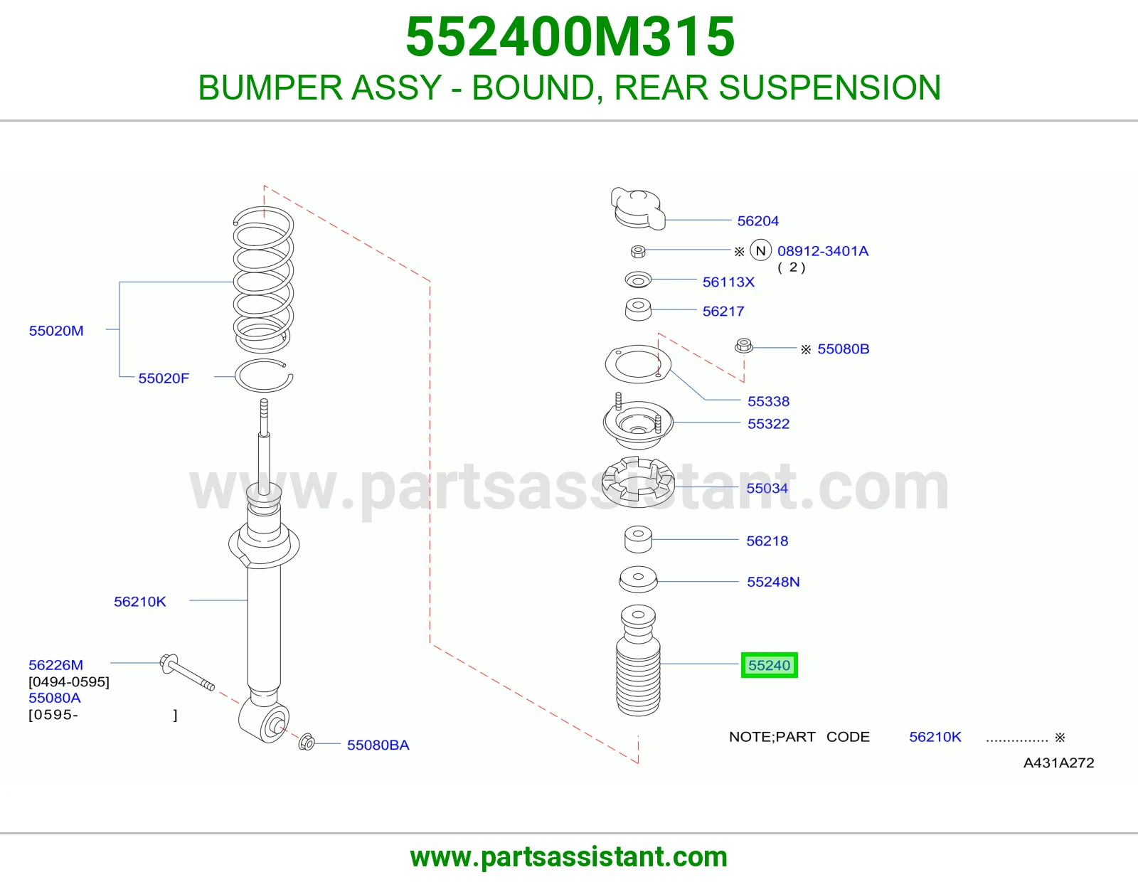 BUMPER ASSY - BOUND, REAR SUSPENSION