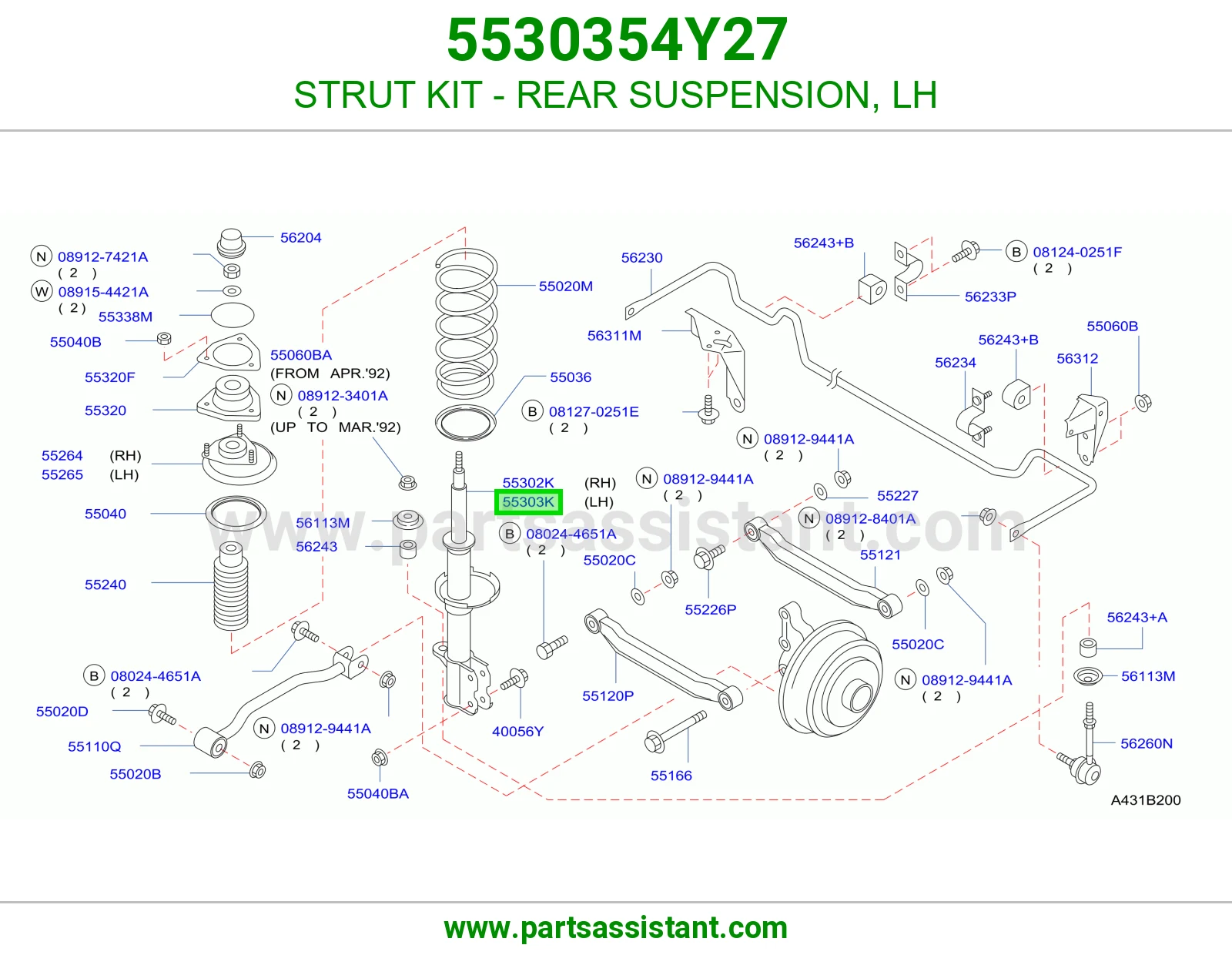 STRUT KIT - REAR SUSPENSION, LH