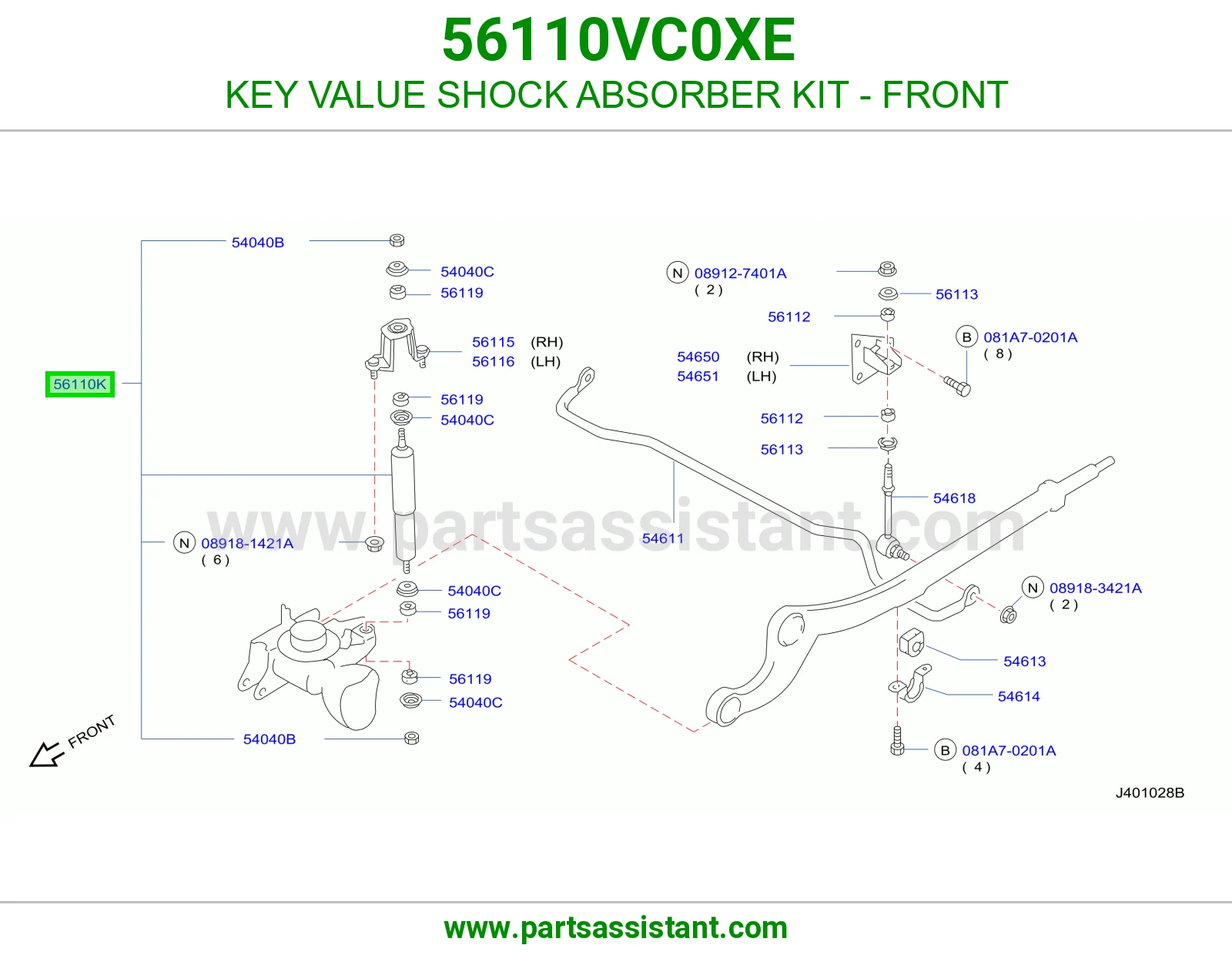 KEY VALUE SHOCK ABSORBER KIT - FRONT