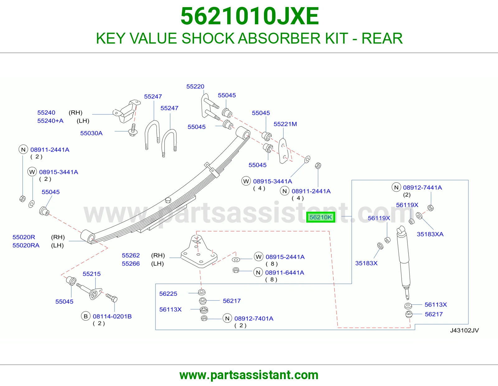 KEY VALUE SHOCK ABSORBER KIT - REAR