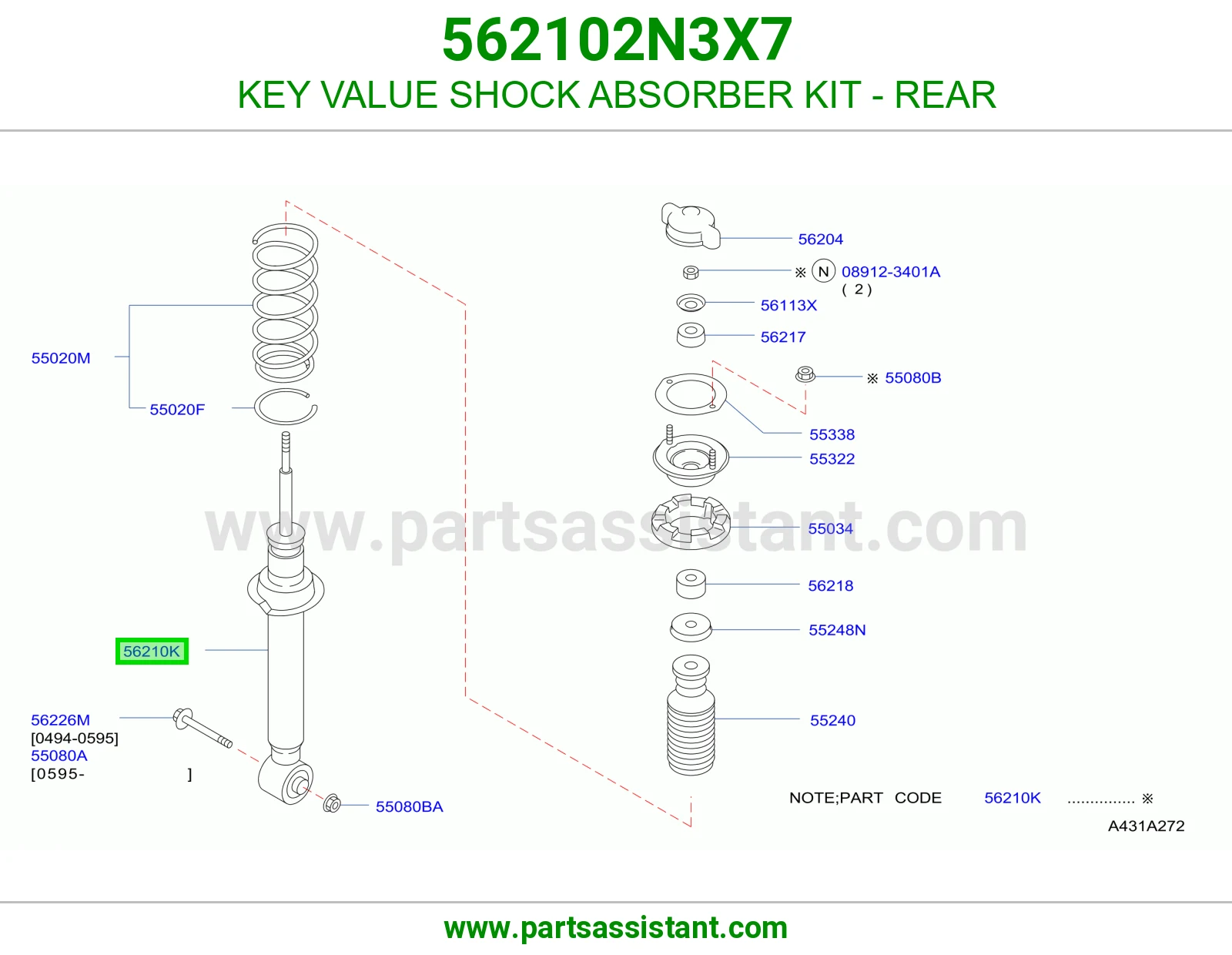 KEY VALUE SHOCK ABSORBER KIT - REAR