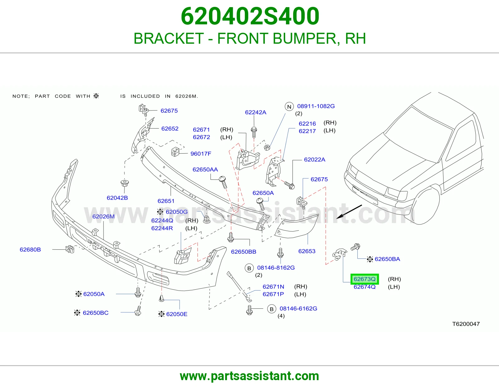 BRACKET - FRONT BUMPER, RH