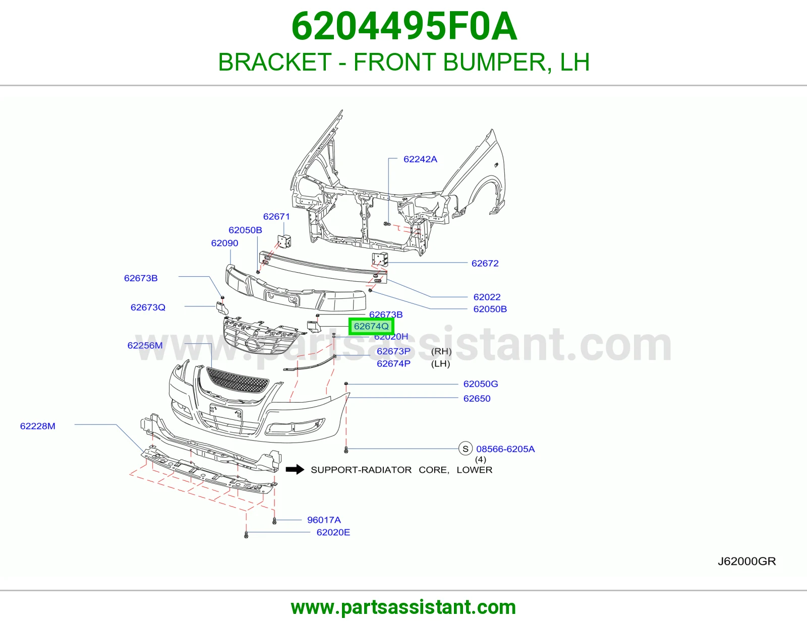 BRACKET - FRONT BUMPER, LH