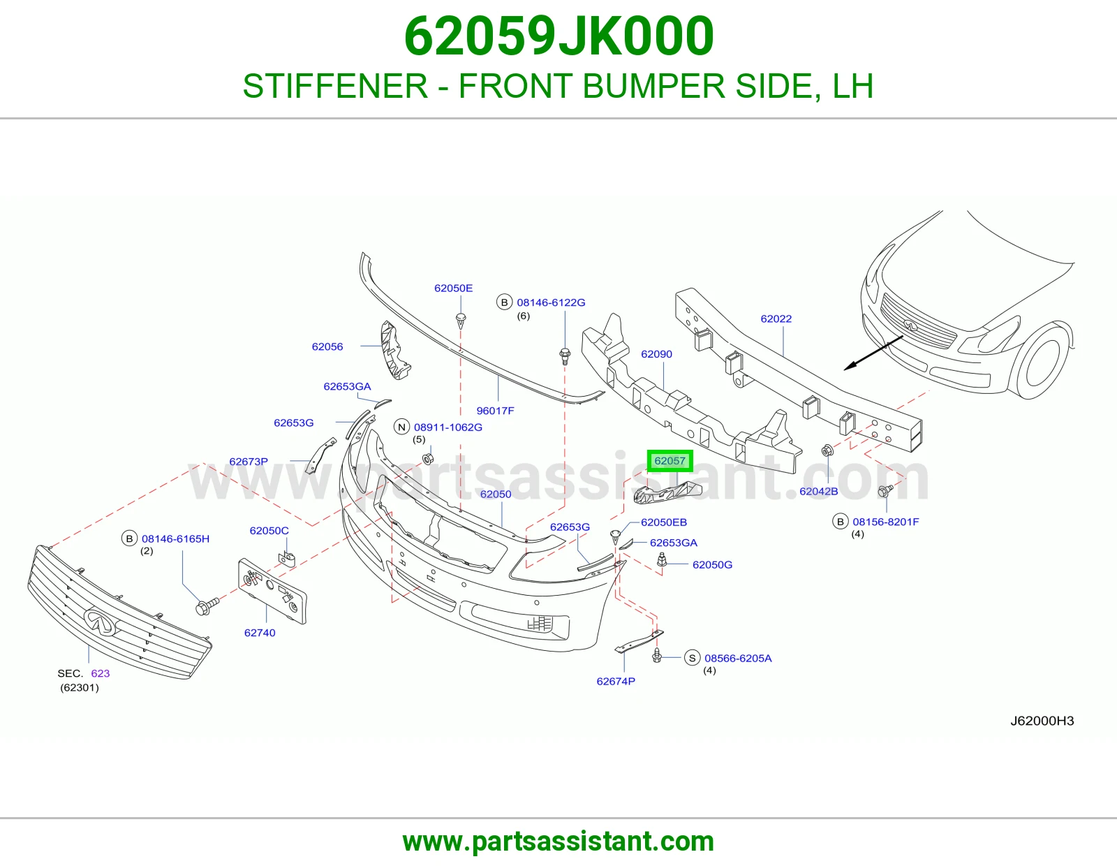 STIFFENER - FRONT BUMPER SIDE, LH