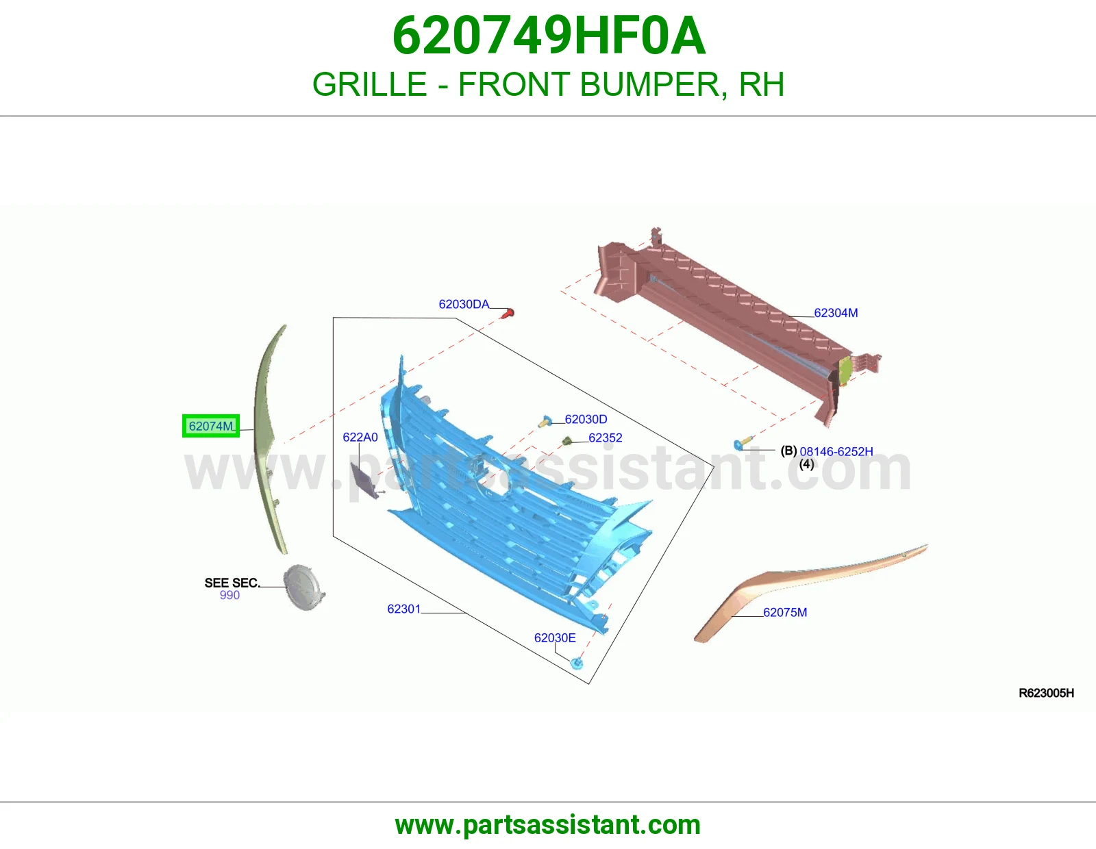 GRILLE - FRONT BUMPER, RH