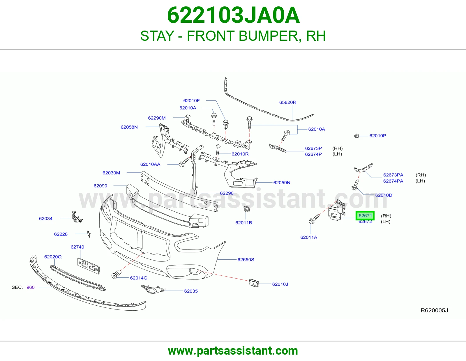 STAY - FRONT BUMPER, RH