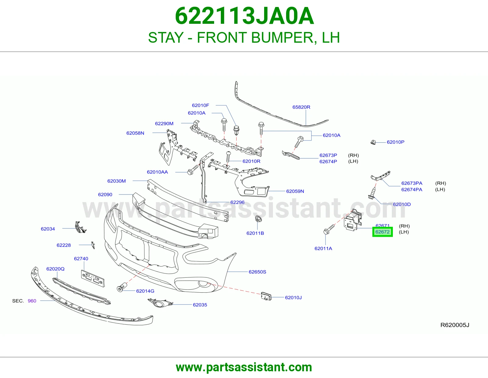 STAY - FRONT BUMPER, LH