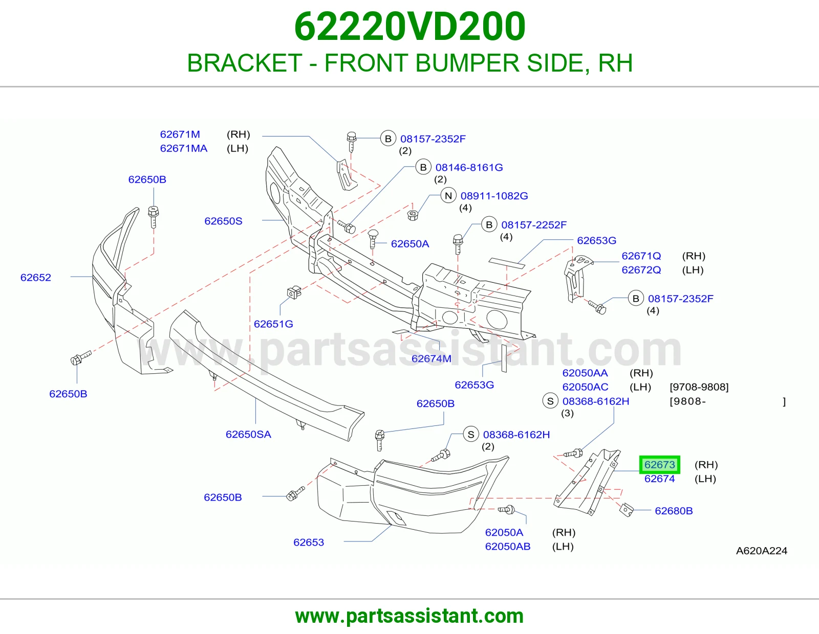 BRACKET - FRONT BUMPER SIDE, RH