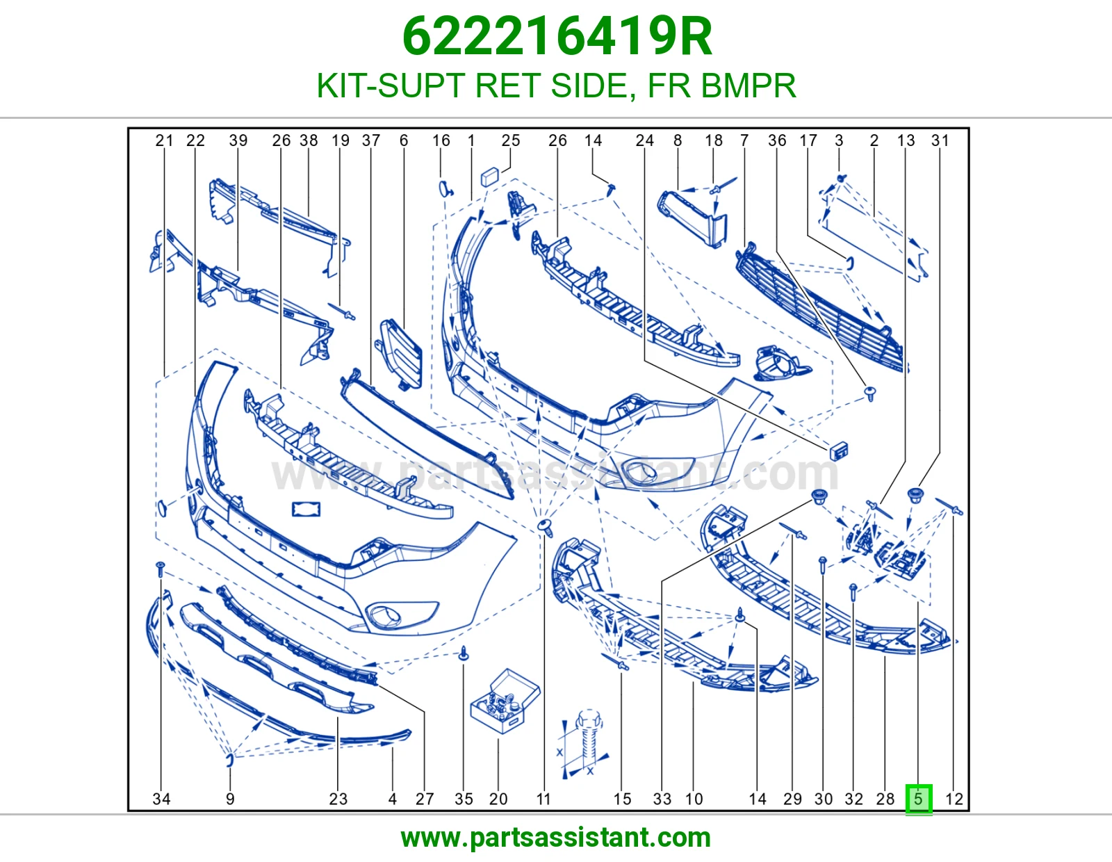 KIT-SUPT RET SIDE, FR BMPR