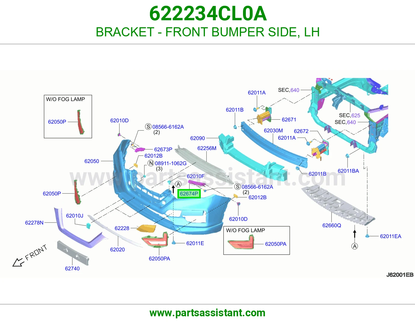 BRACKET - FRONT BUMPER SIDE, LH
