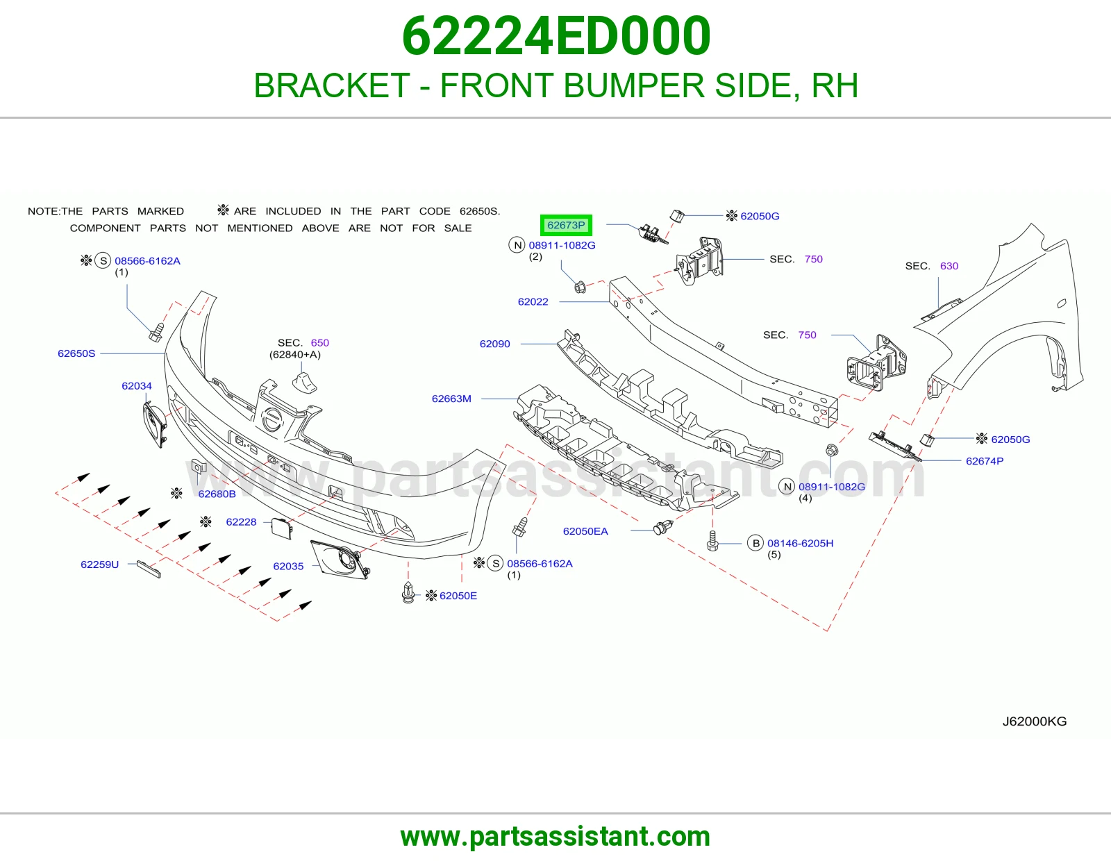 BRACKET - FRONT BUMPER SIDE, RH
