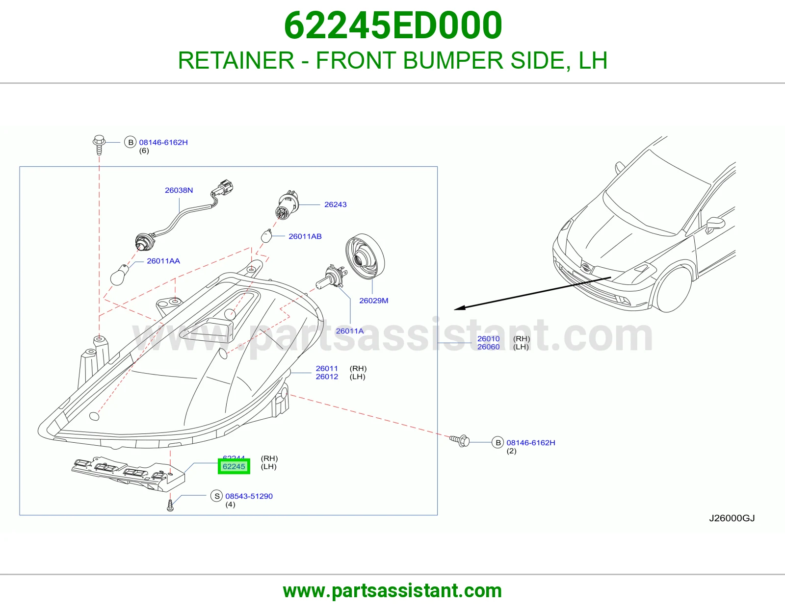 RETAINER - FRONT BUMPER SIDE, LH