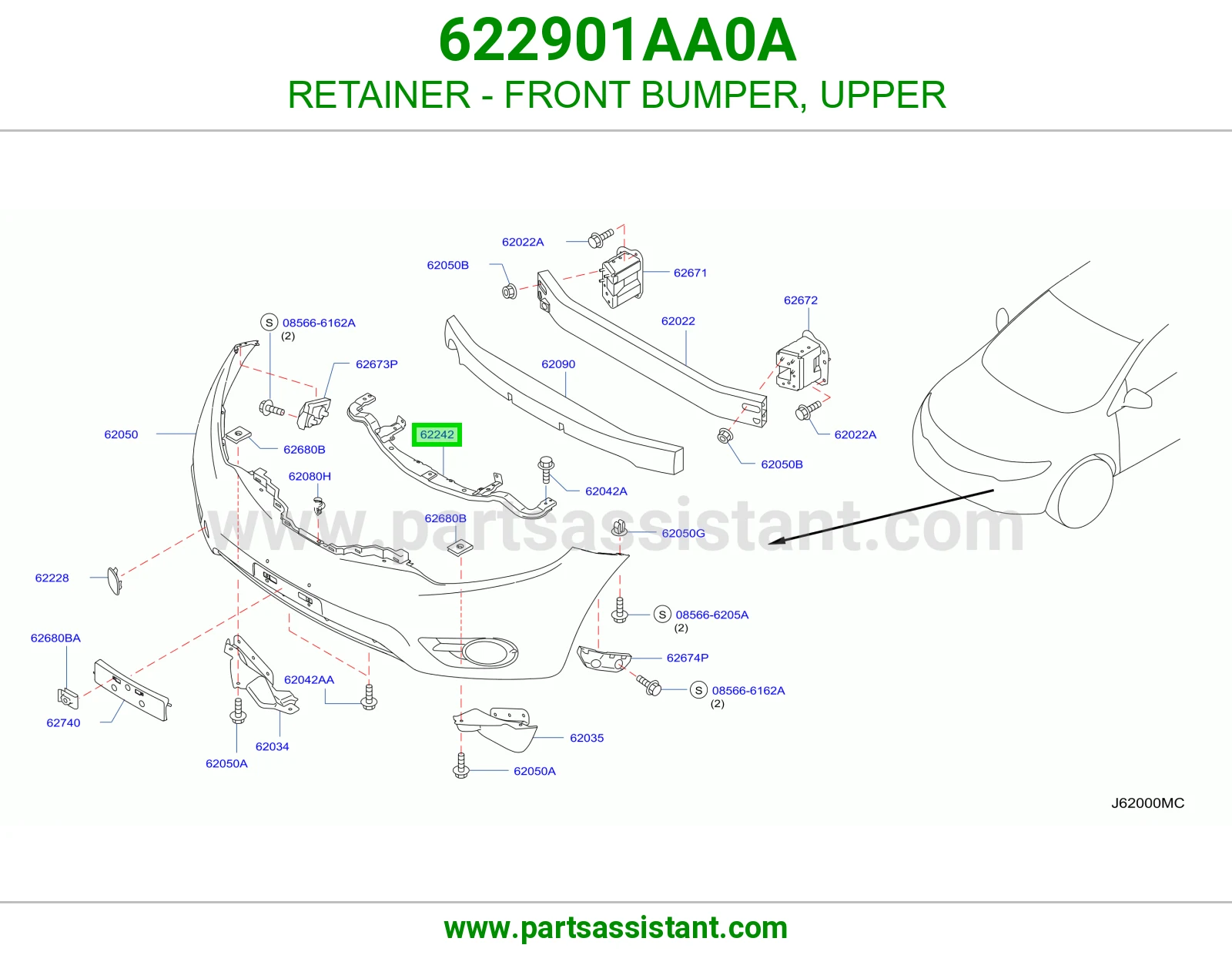 RETAINER - FRONT BUMPER, UPPER