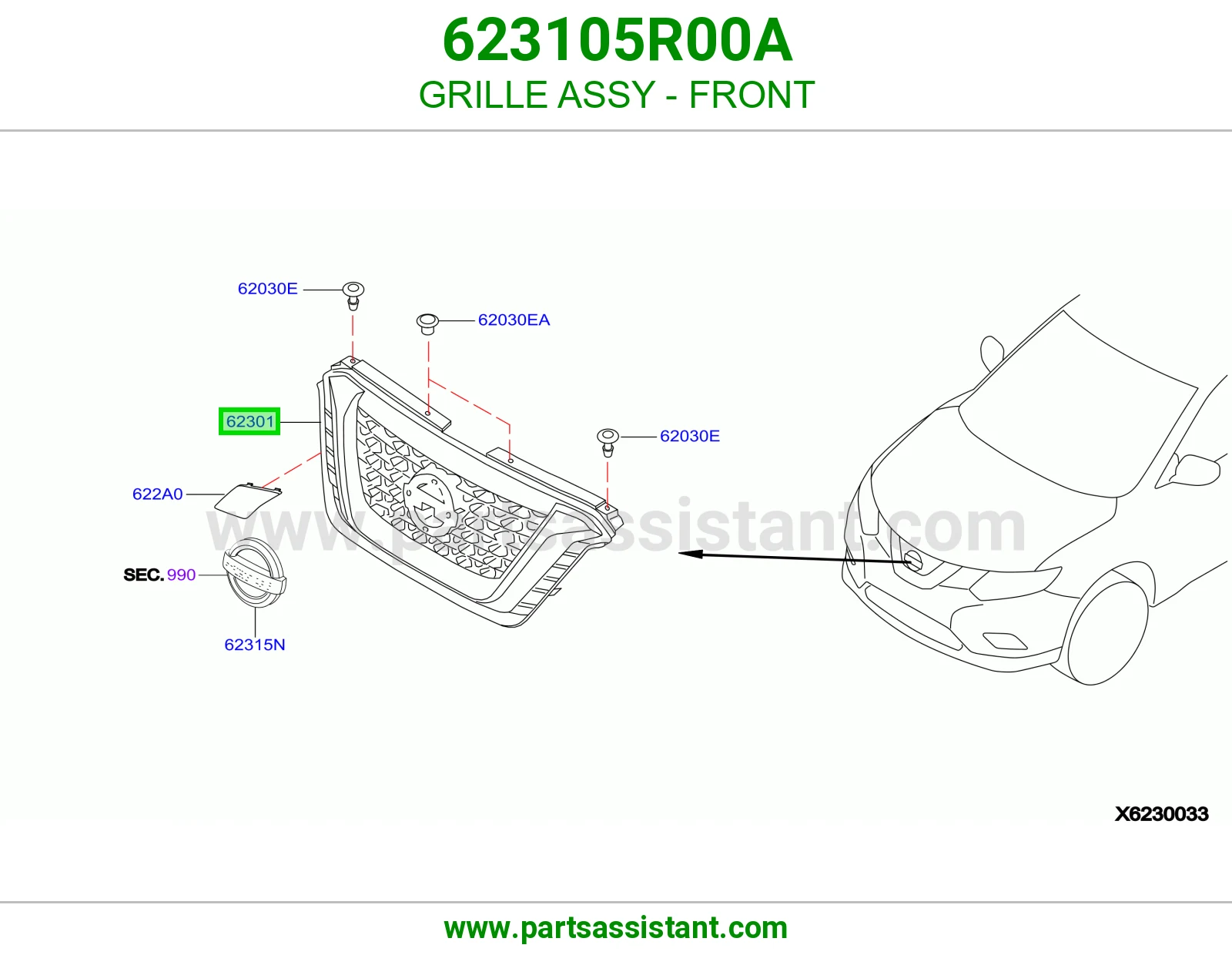 GRILLE ASSY - FRONT