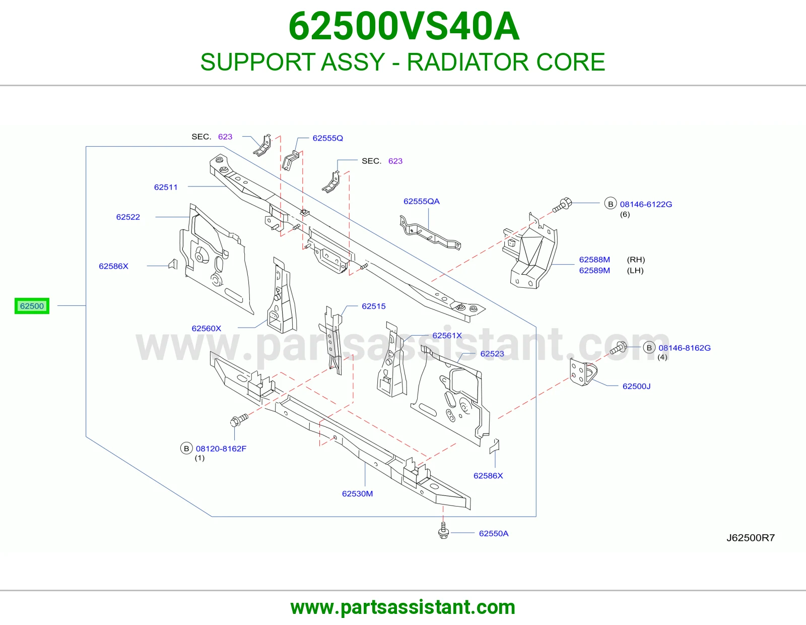 SUPPORT ASSY - RADIATOR CORE