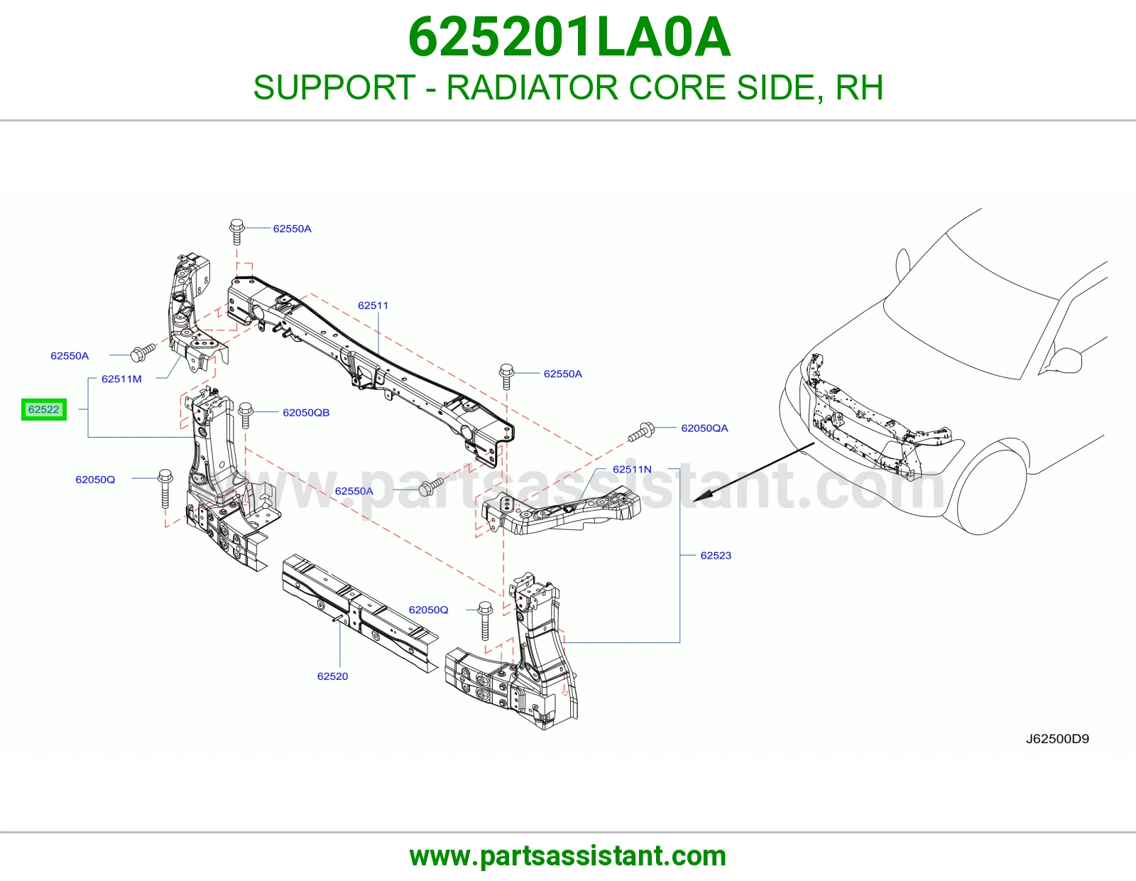 SUPPORT - RADIATOR CORE SIDE, RH