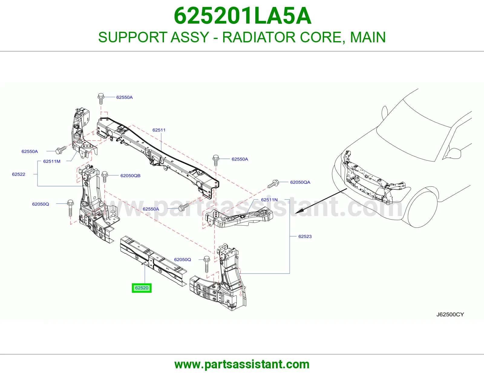 SUPPORT ASSY - RADIATOR CORE, MAIN