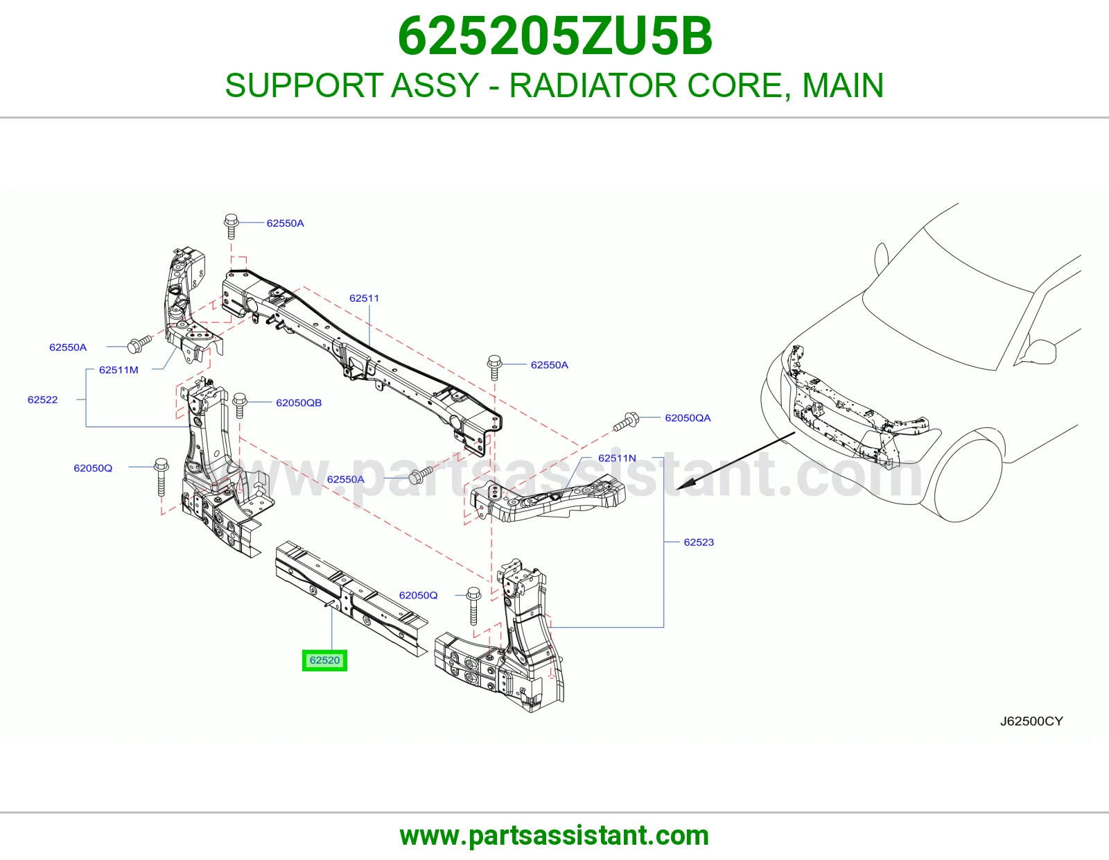 SUPPORT ASSY - RADIATOR CORE, MAIN