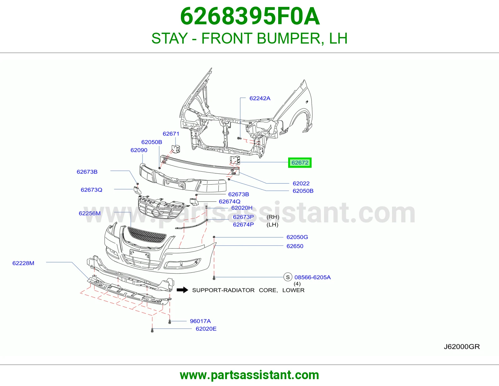 STAY - FRONT BUMPER, LH