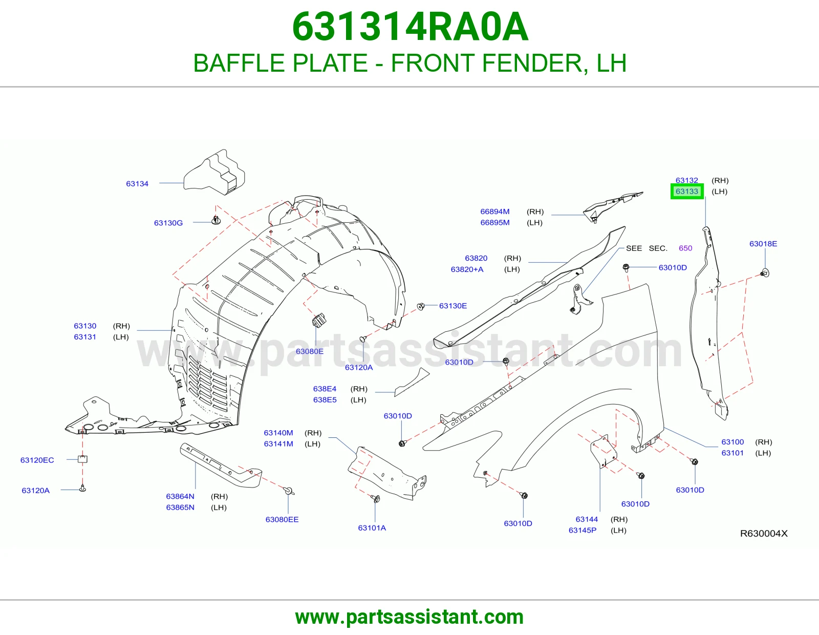 BAFFLE PLATE - FRONT FENDER, LH