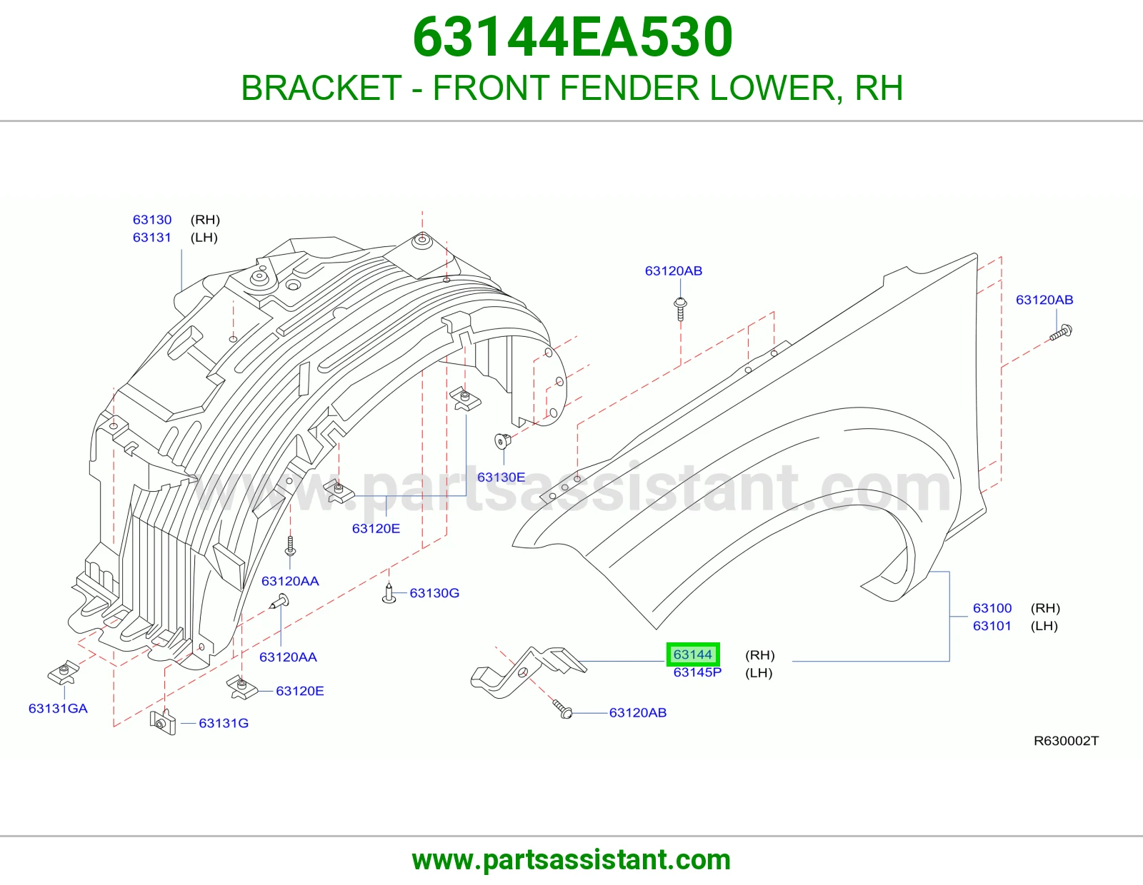 BRACKET - FRONT FENDER LOWER, RH