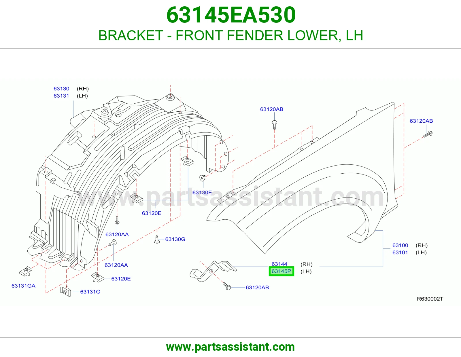 BRACKET - FRONT FENDER LOWER, LH