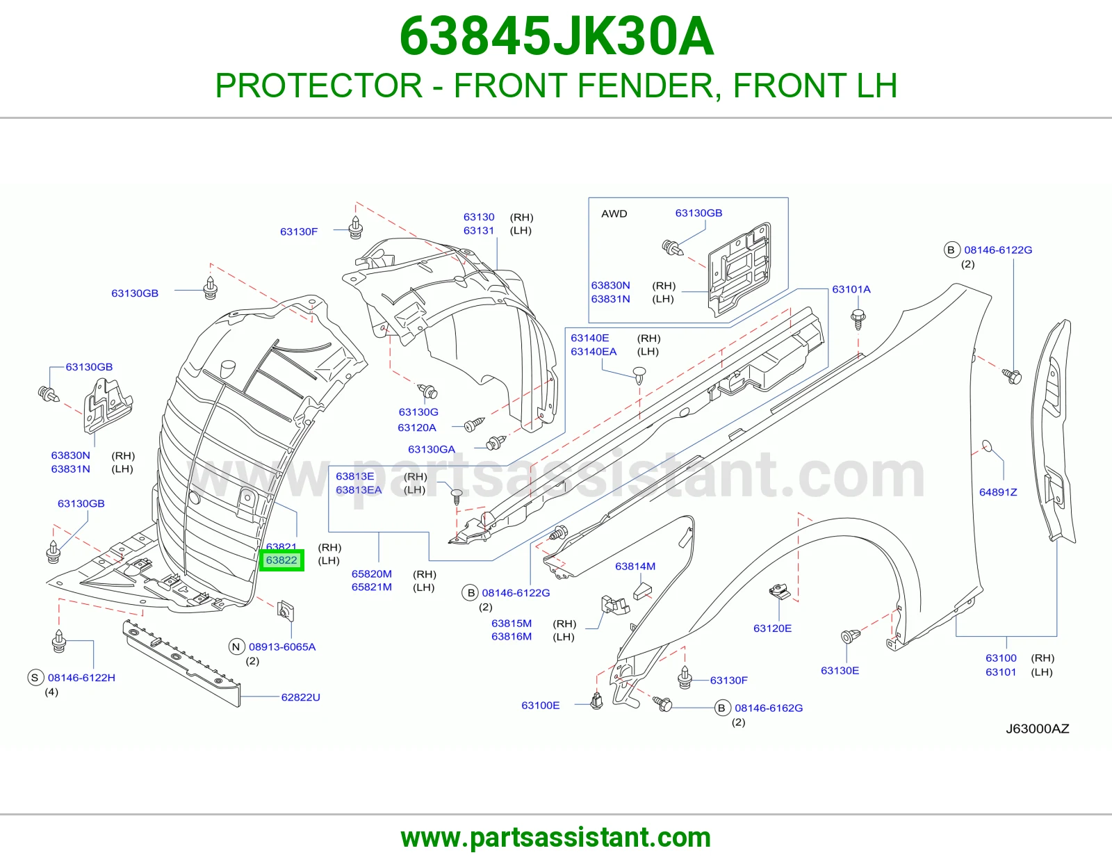 PROTECTOR - FRONT FENDER, FRONT LH