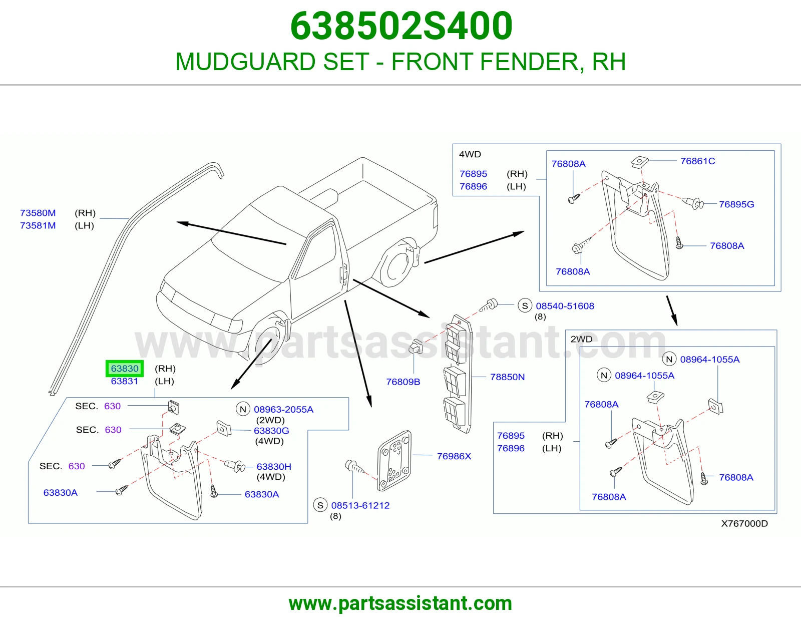 MUDGUARD SET - FRONT FENDER, RH