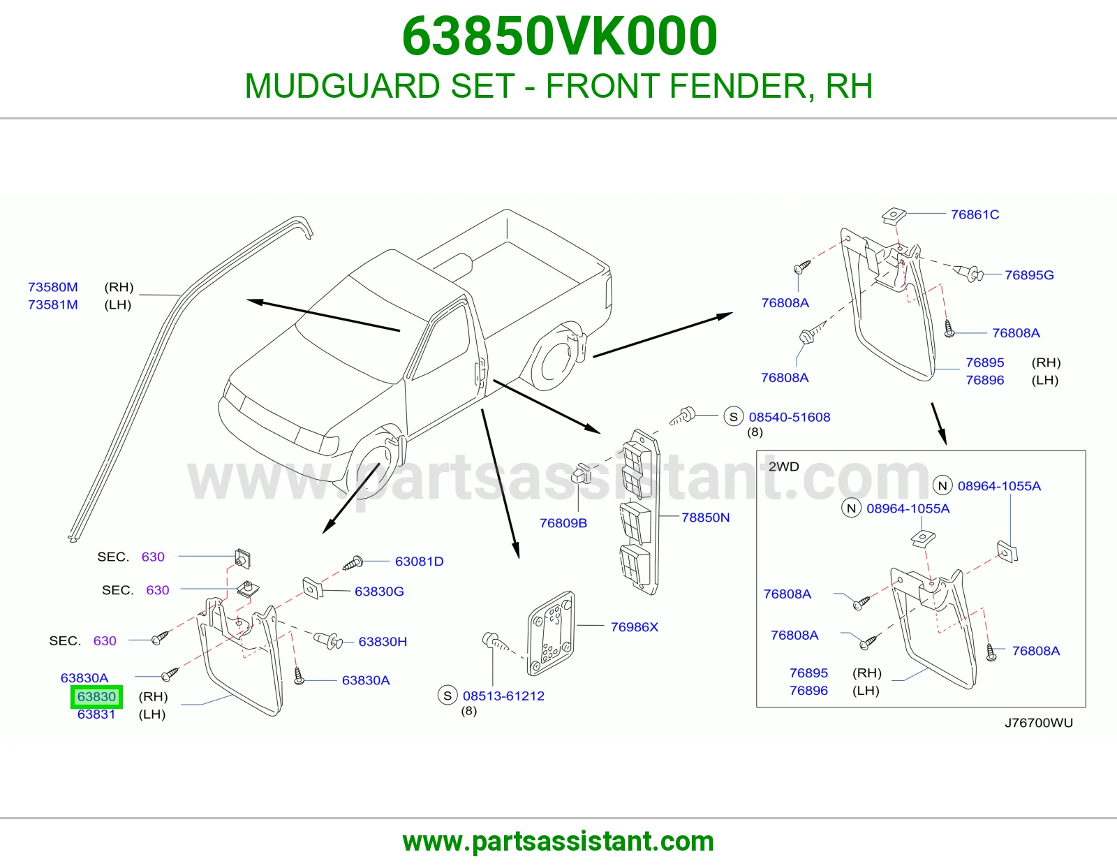 MUDGUARD SET - FRONT FENDER, RH