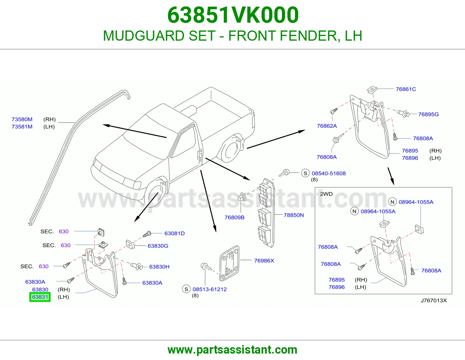 MUDGUARD SET - FRONT FENDER, LH
