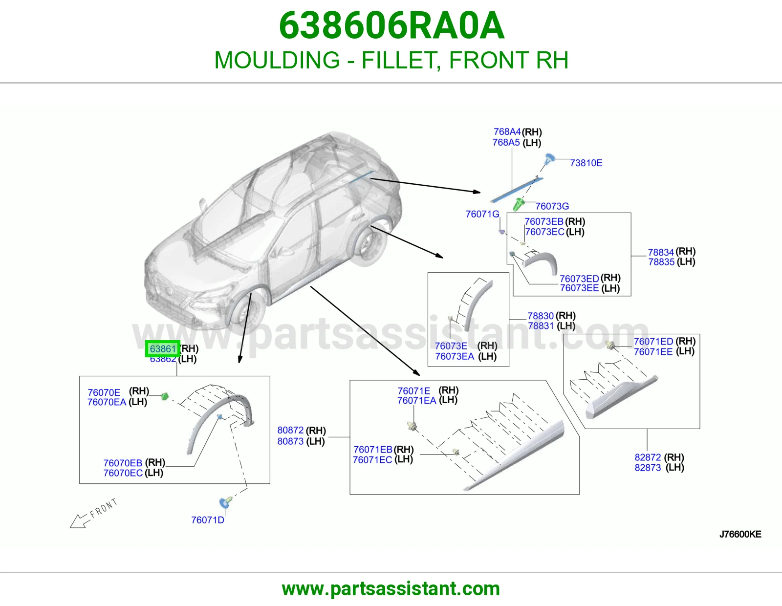 MOULDING - FILLET, FRONT RH