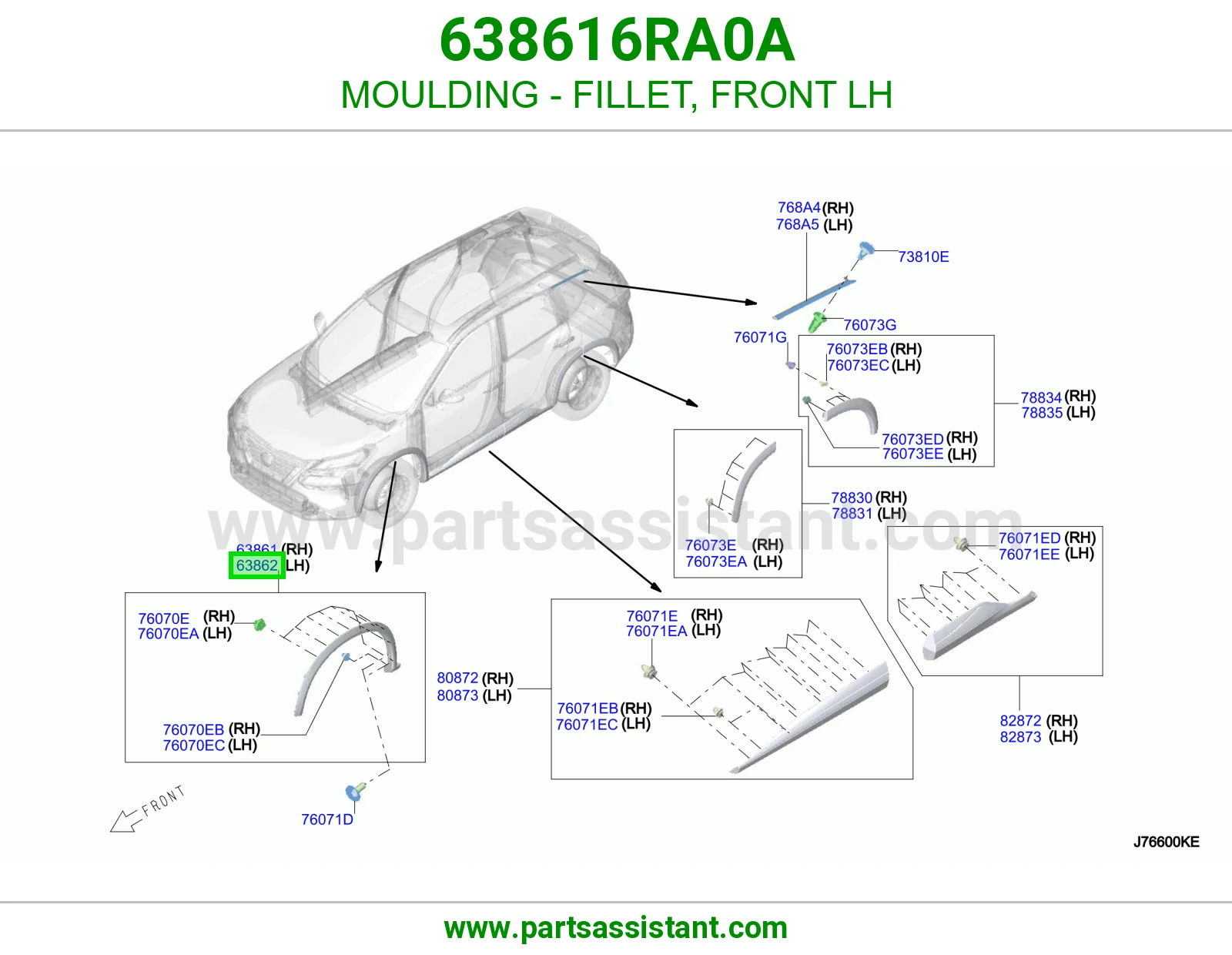 MOULDING - FILLET, FRONT LH