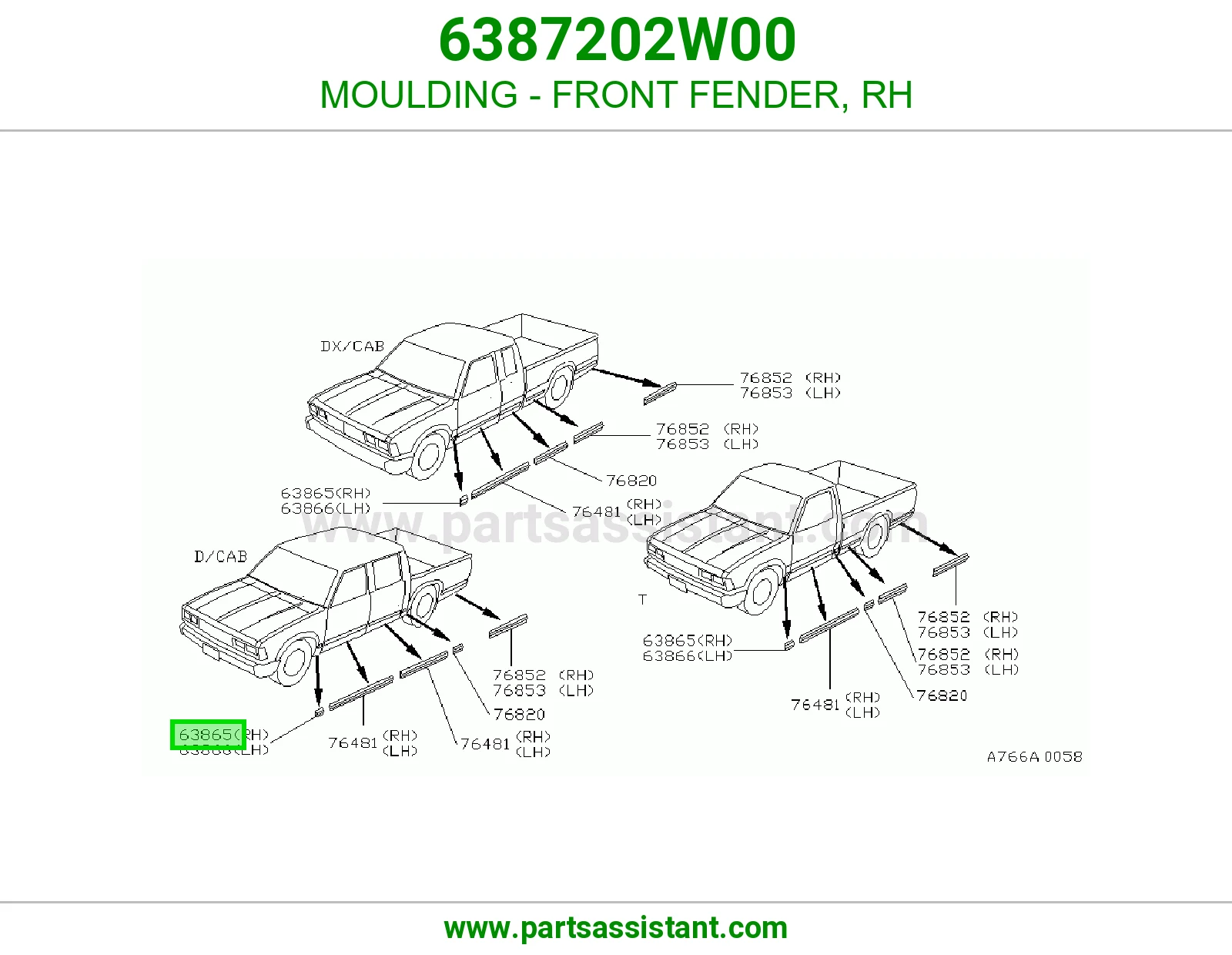 MOULDING - FRONT FENDER, RH