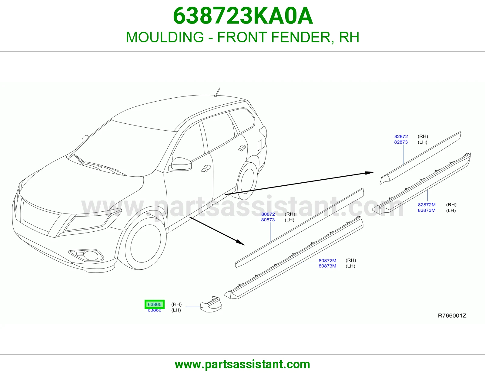 MOULDING - FRONT FENDER, RH